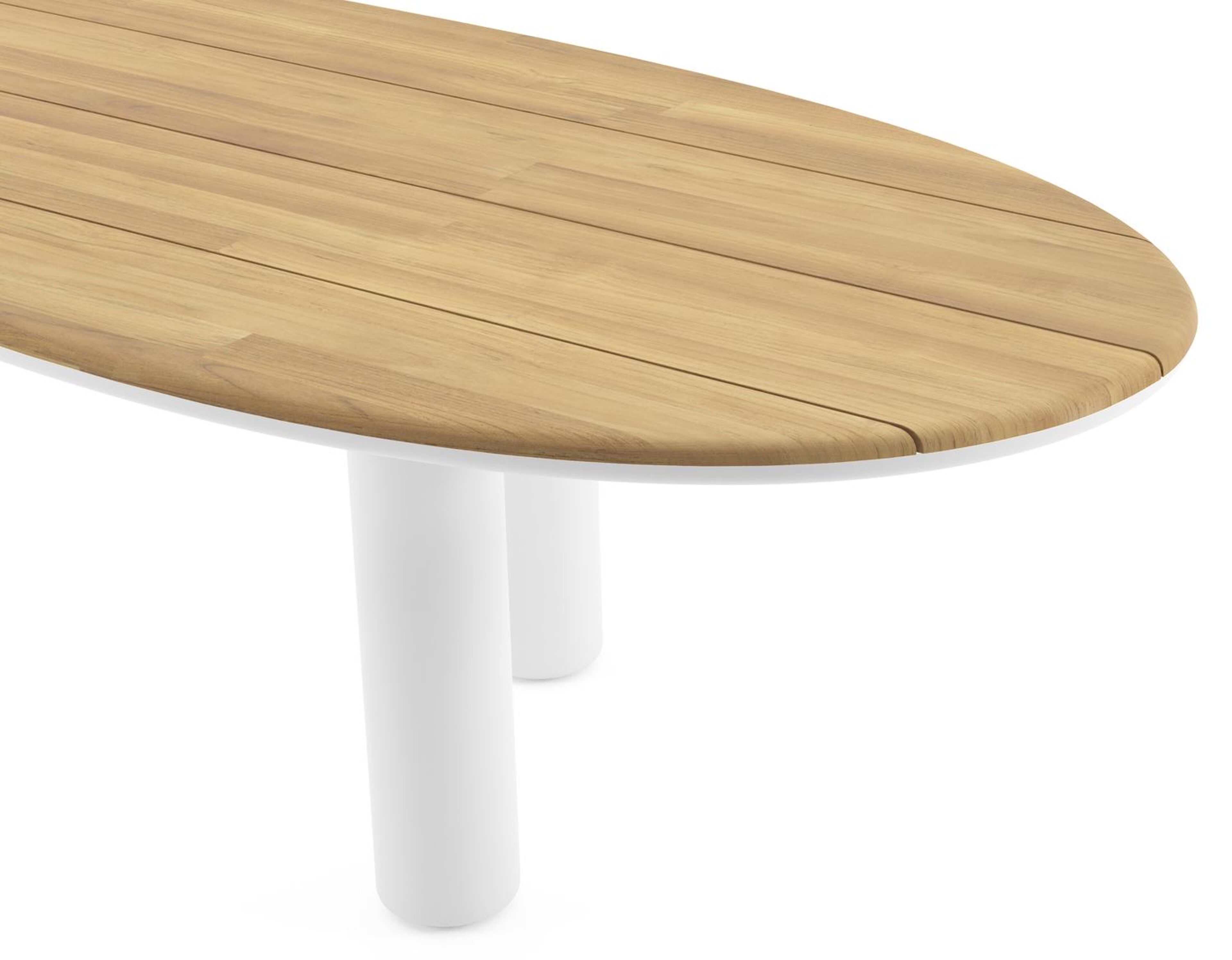 Amico tuintafel organisch in wit aluminium en teak - L 320 x B 120 x H 74 cm