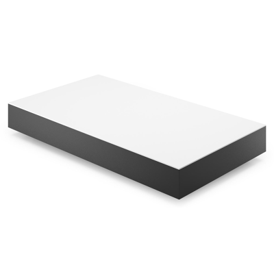 Como loungetafel rechthoekig in zwart aluminium en volkeramiek Arctic White - L 140 x B 80 x H 20 cm