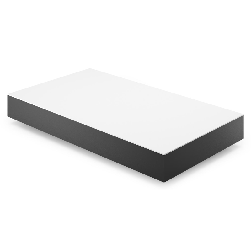 Como loungetafel rechthoekig in zwart aluminium en volkeramiek Arctic White - L 140 x B 80 x H 20 cm