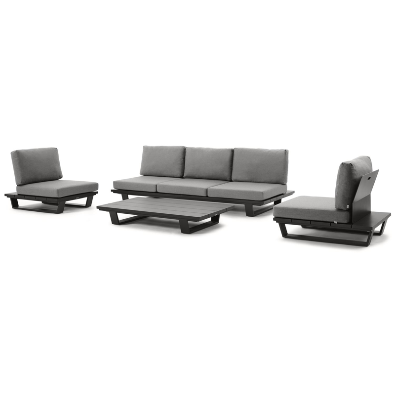 Pagino lounge 1-zit in zwart aluminium