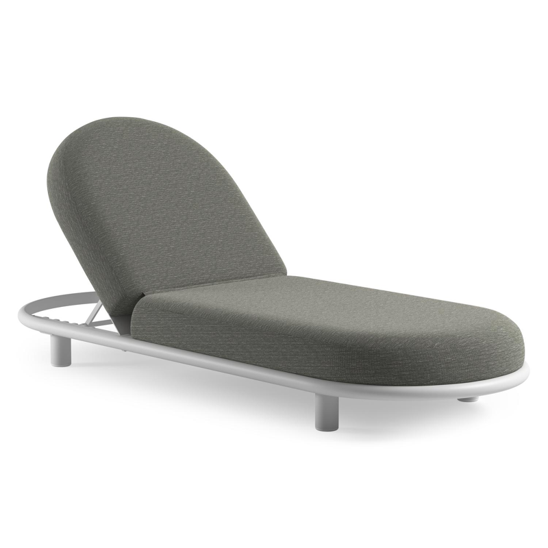 Chaise longue réglable Lomano en aluminium blanc avec slow fern all weather sunbrella® luxe coussin