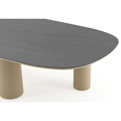 Amico tuintafel bombo xl in beige aluminium en volkeramiek Basalt Black - L 320 x B 148 x H 73.5 cm