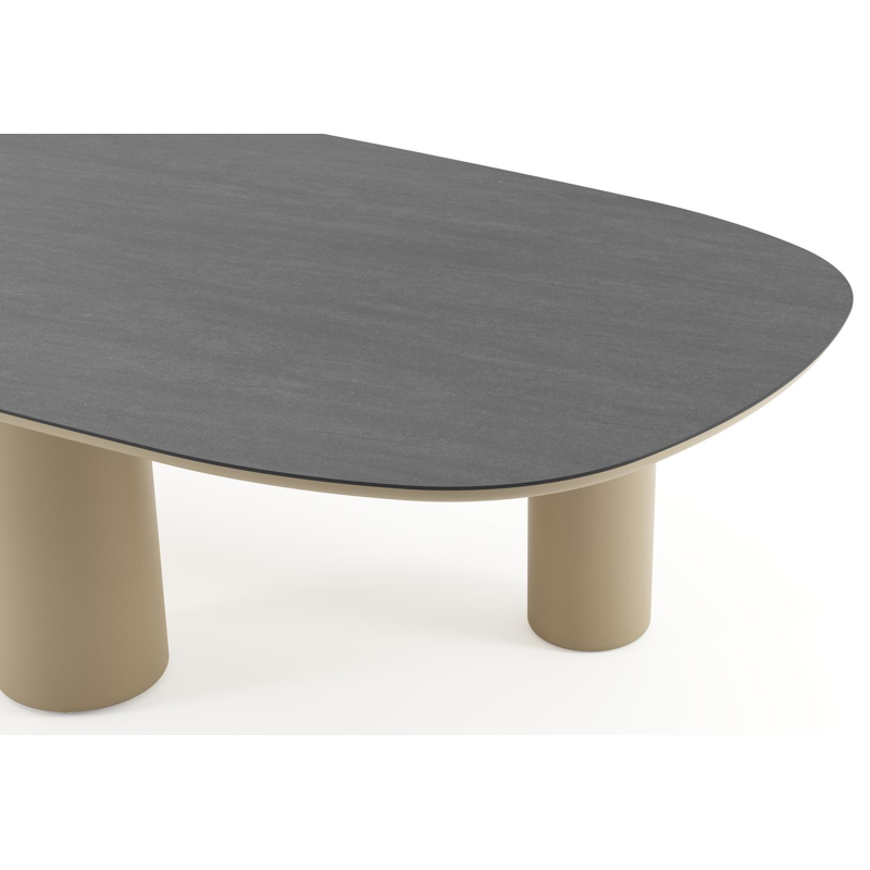 Amico tuintafel bombo xl in beige aluminium en volkeramiek Basalt Black - L 320 x B 148 x H 73.5 cm