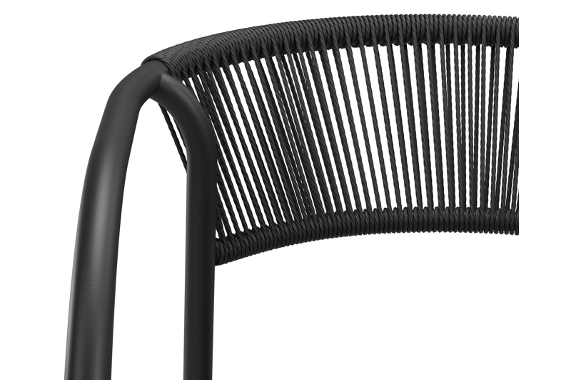 Ensemble de jardin Calzo en aluminium noir et polywood avec 6 chaises de jardin empilable Melo