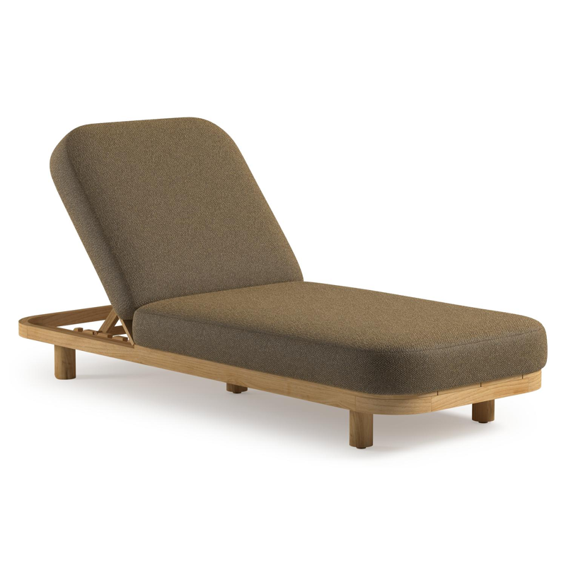 Chaise longue réglable Donato en teck avec All Weather Cosytica madagascar walnut coussin