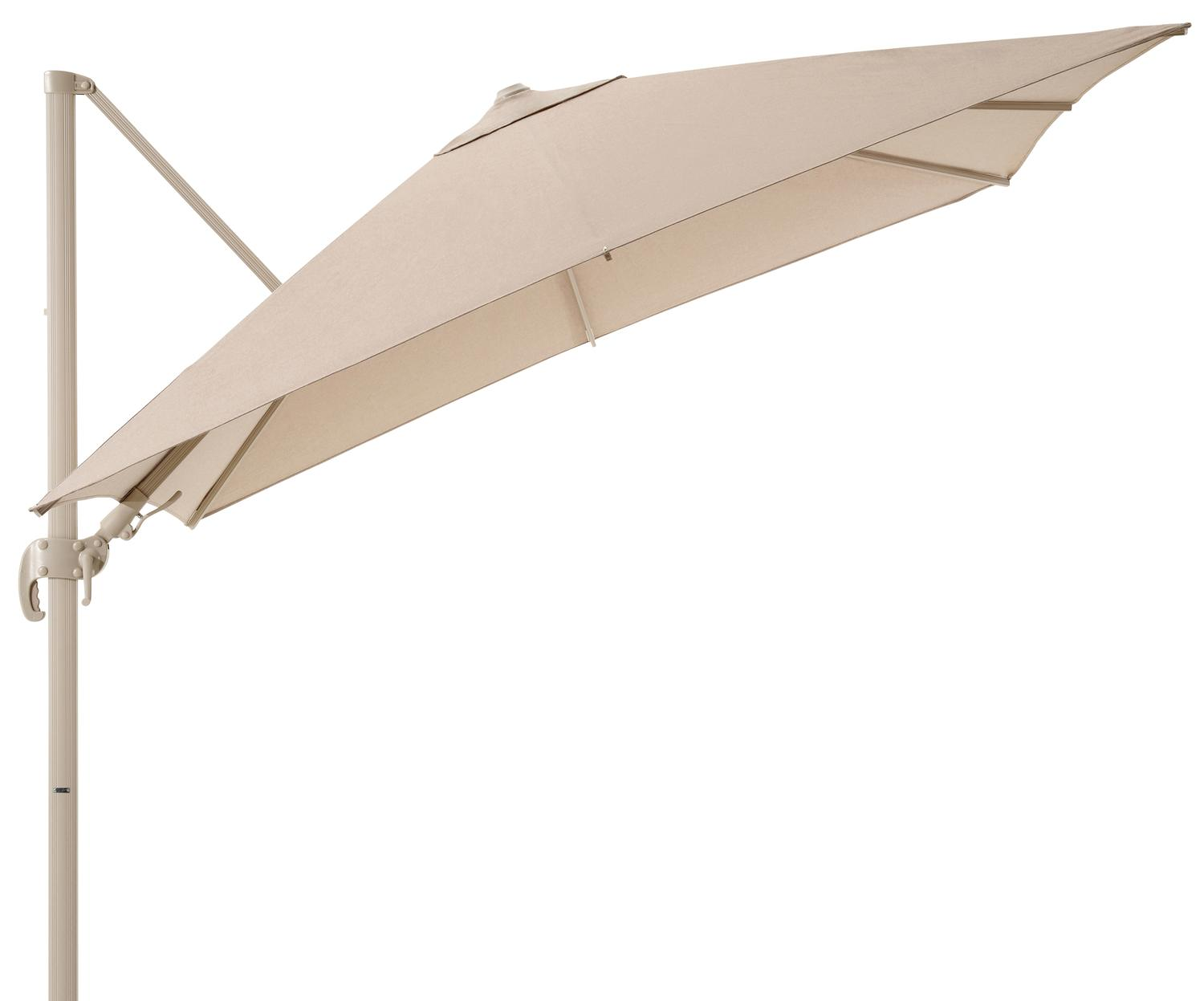 Parasol pedant Avola avec fonction tilt en aluminium beige avec toile de parasol en weather+ softtouch rustic - Lg.1 300 x Lg.2 300 cm (sans pied de parasol)