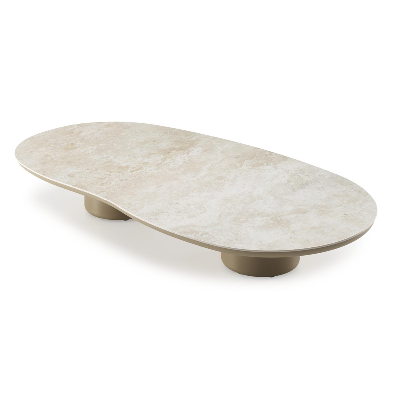 Amico loungetafel organisch in beige aluminium en volkeramiek Rapolano - L 170 x B 91 x H 25 cm