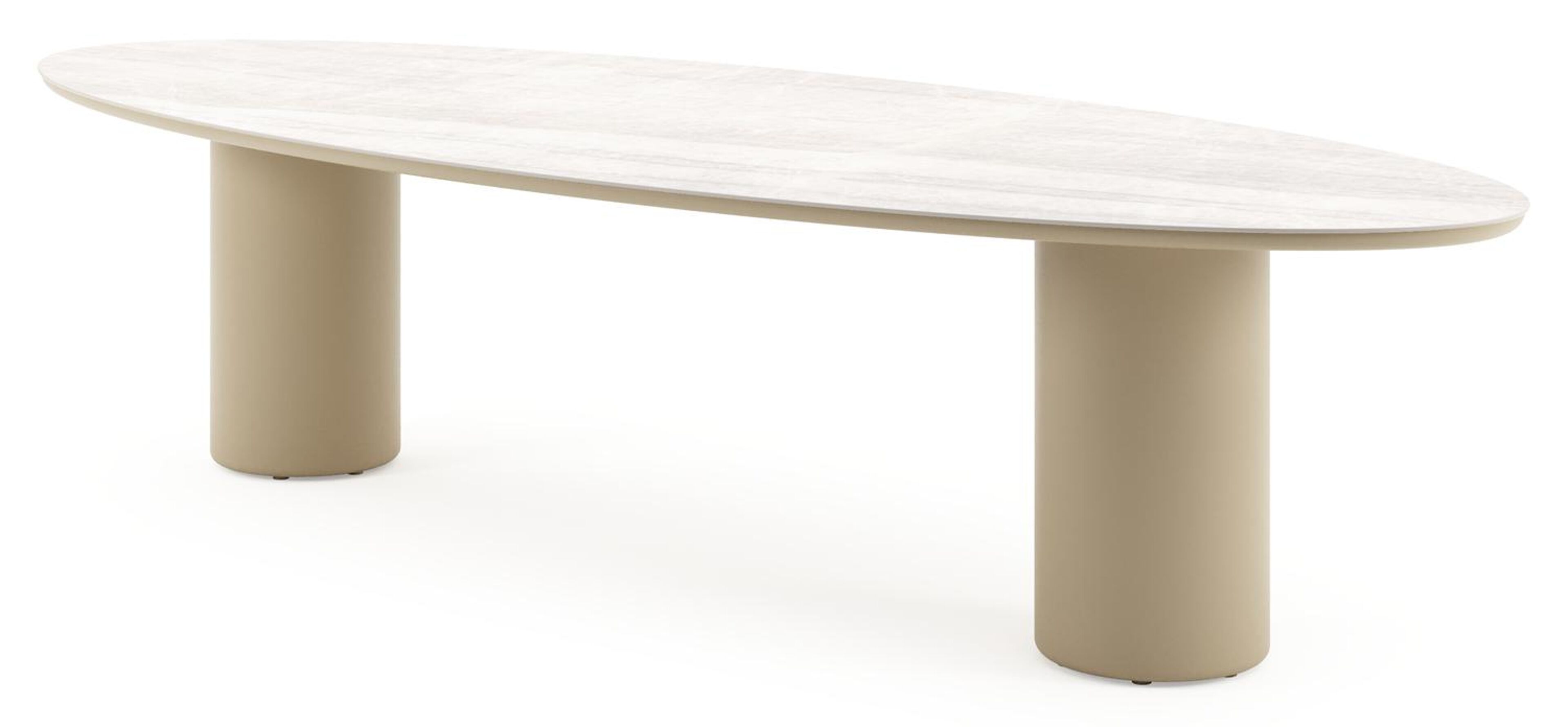 Amico tuintafel ovaal in beige aluminium en volkeramiek Taj Mahal - L 320 x B 130 x H 73.5 cm