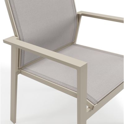 Bahia tuinset rechthoekig in beige aluminium en sintered stone beige met 6 Bahia tuinstoelen
