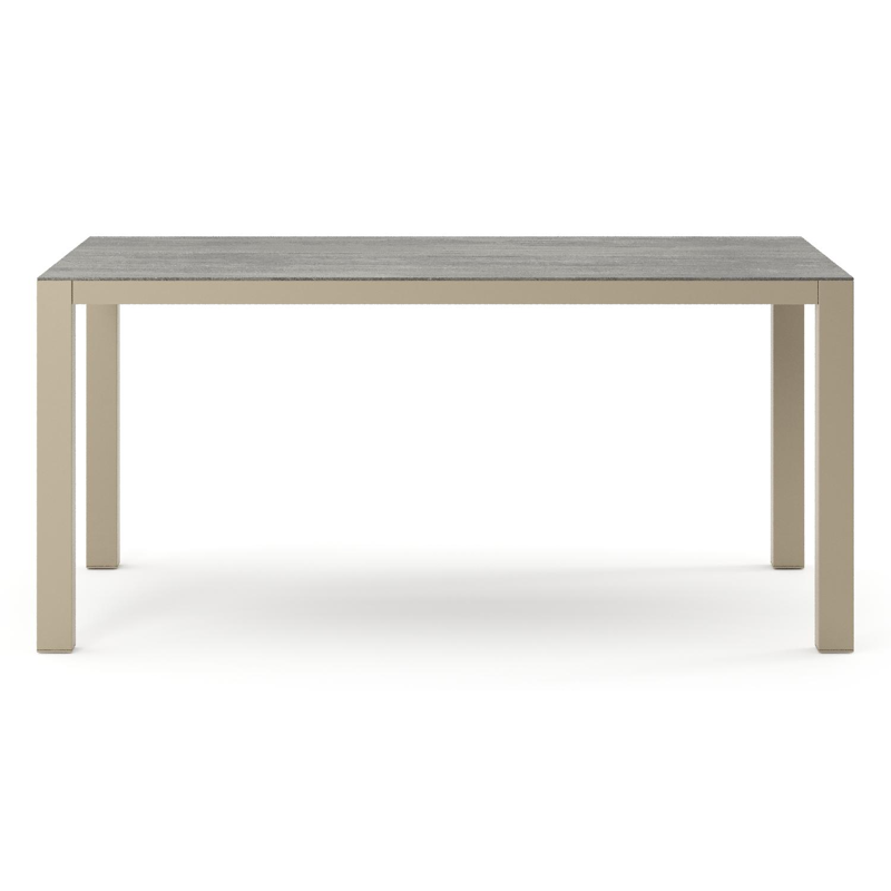 Como tuintafel rechthoekig in beige aluminium en volkeramiek Aspen Grey - L 160 x B 100 x H 73 cm