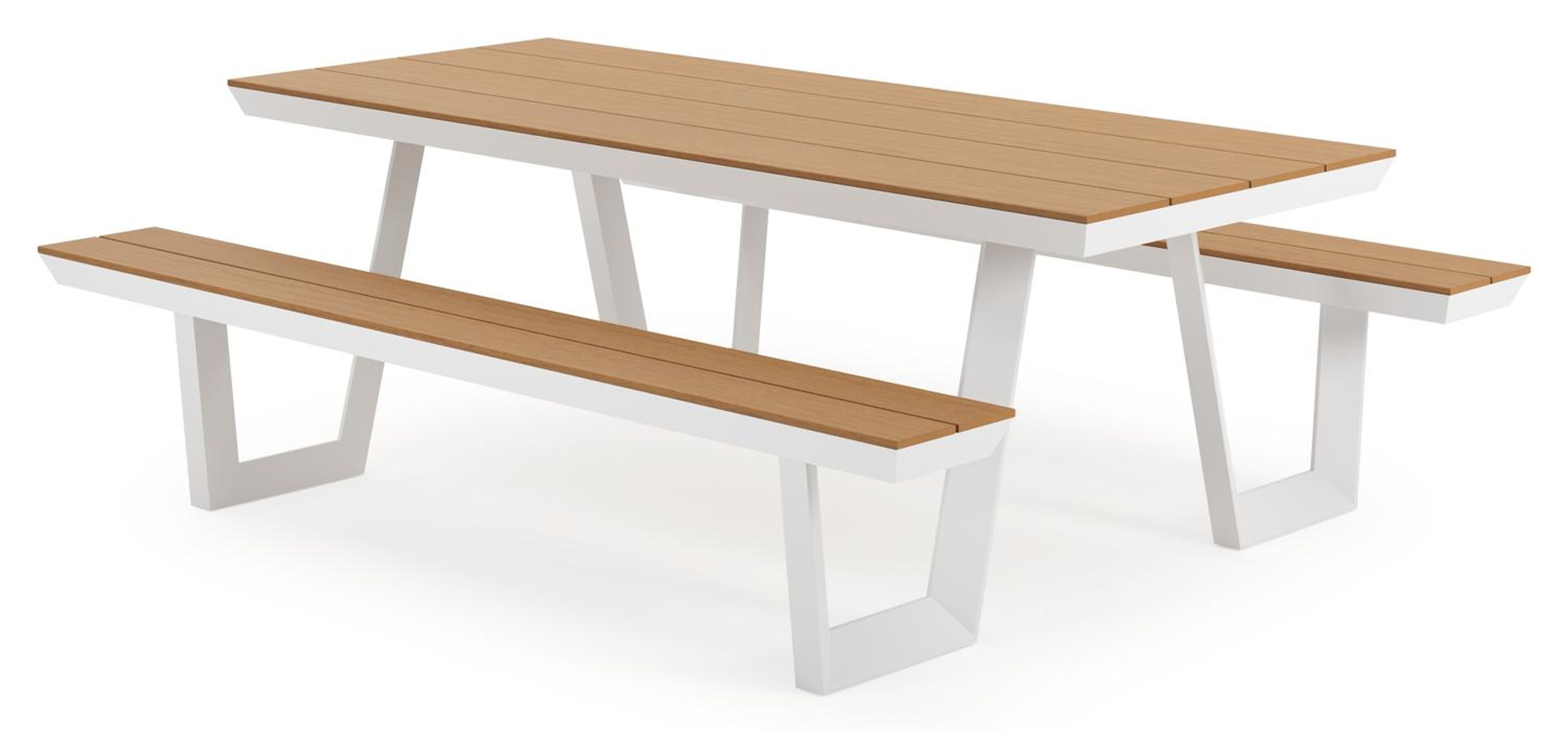 Table de pique-nique Altura en aluminium blanc et polywood - Lg 220 x Larg 174 x H 74 cm