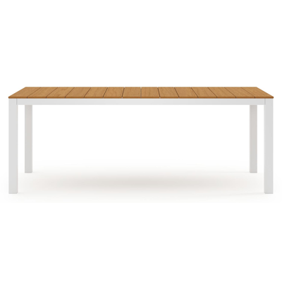 Ensemble de jardin Toma en aluminium blanc et polywood avec 6 chaises de jardin Bahia