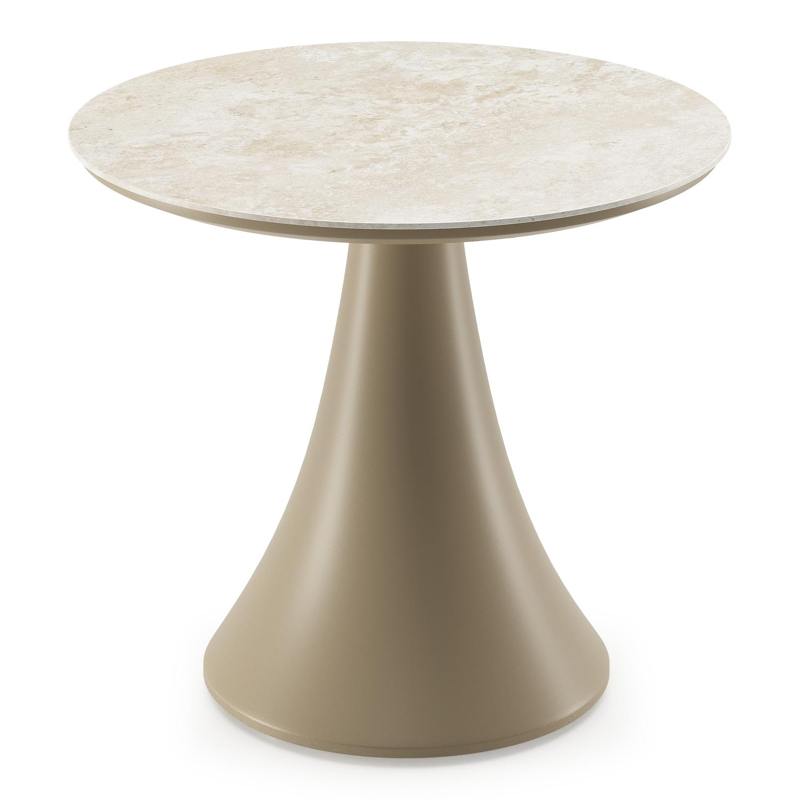 Fano low dining loungetafel rond in beige aluminium en volkeramiek Rapolano - Dia. 65 x H 55 cm