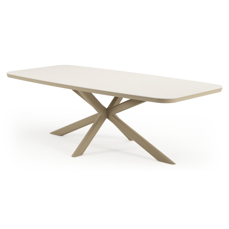 Pamplona tuintafel bootvorm in beige aluminium en sintered stone Crema minerale - L 239.2 x B 110 x H 73 cm