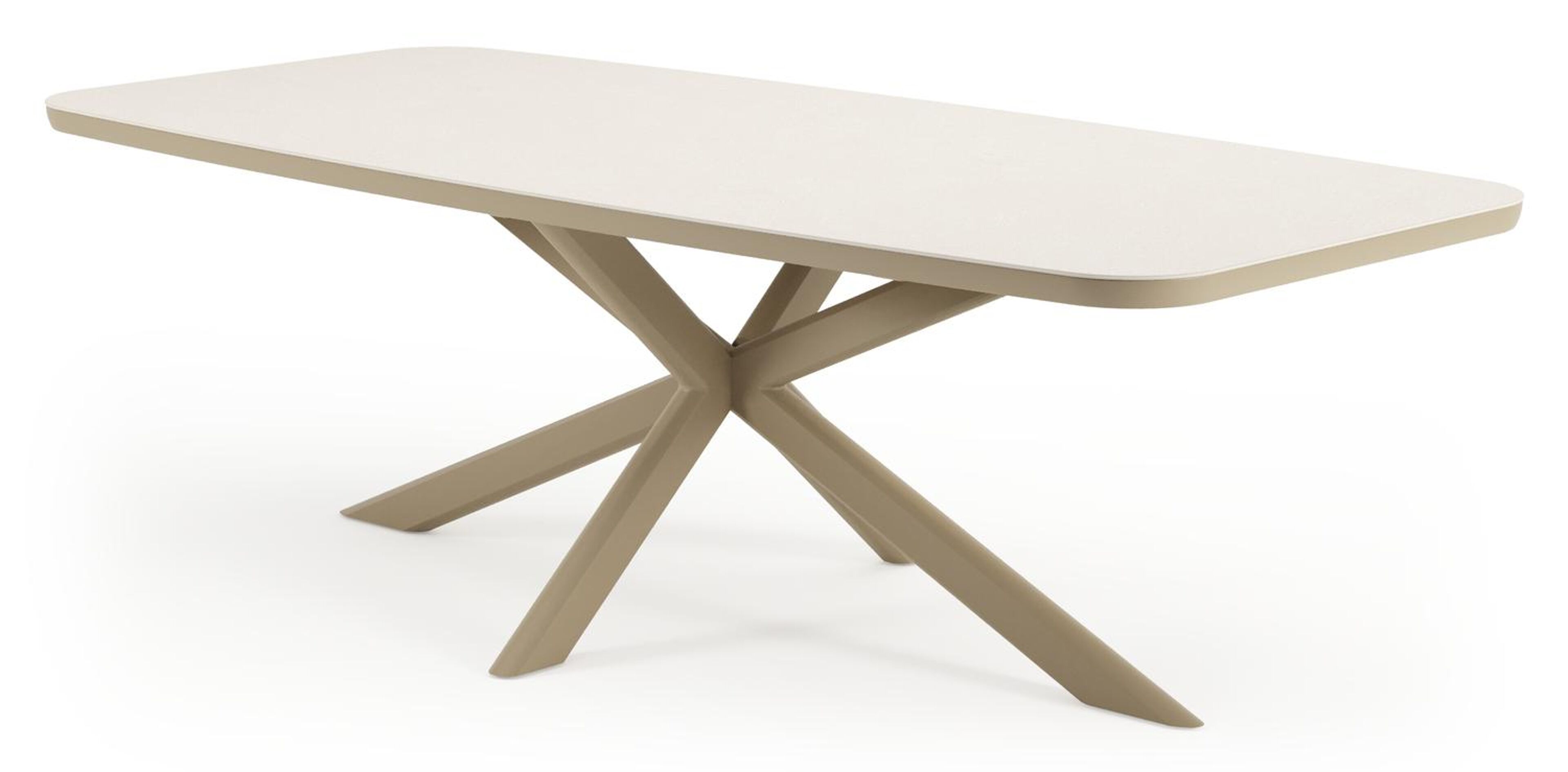 Pamplona tuintafel bootvorm in beige aluminium en sintered stone Crema minerale - L 239.2 x B 110 x H 73 cm