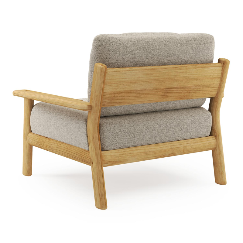 Fauteuil de jardin Amaro en teck et coussins en all weather cosytica catania beige