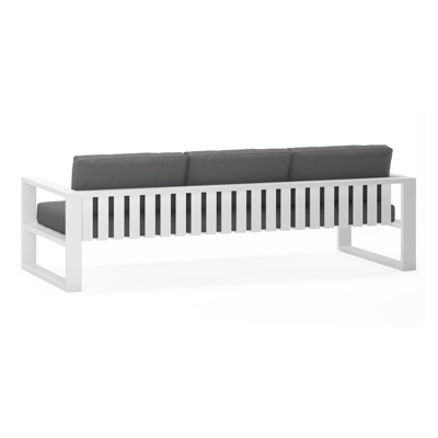 Verato loungebank 3-zit in wit aluminium met natte charcoal chine all weather sunbrella® luxe kussen