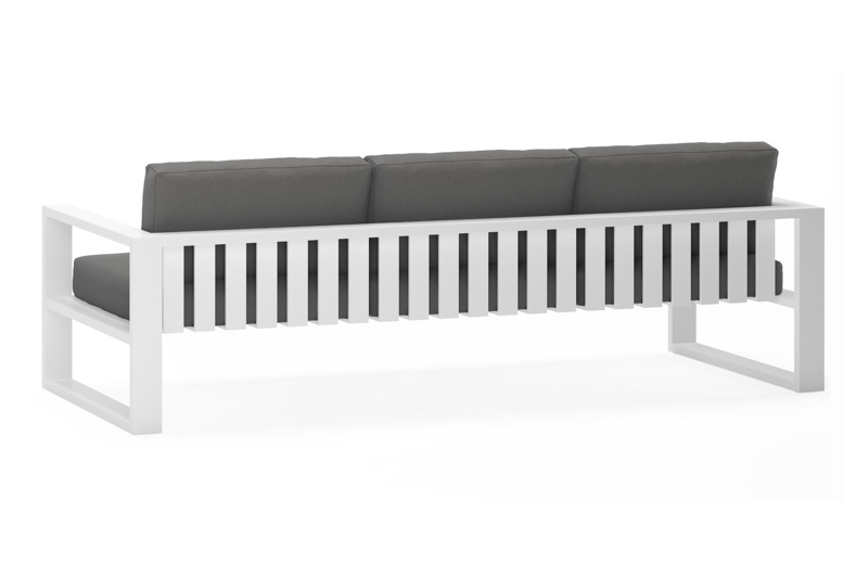 Verato loungebank 3-zit in wit aluminium met natte charcoal chine all weather sunbrella® luxe kussen