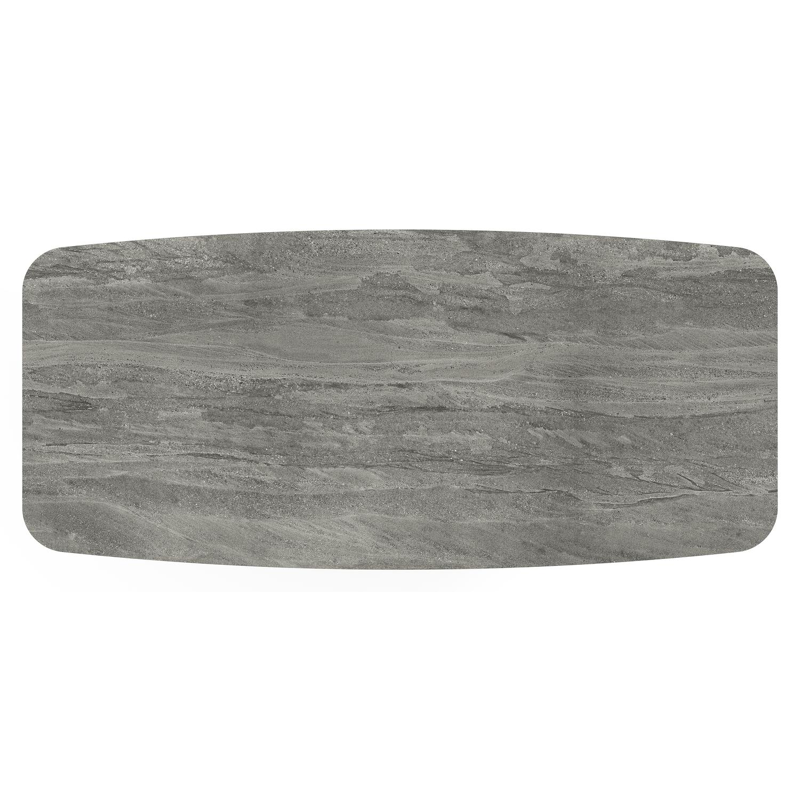 Lacrima tuintafel bootvorm in wit aluminium en volkeramiek Aspen Grey - L 255 x B 115 x H 73 cm