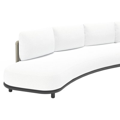 Canapé de jardin Lomano en aluminium noir et corde luxe plate tissée verticalement beige et coussins en all weather solica Ego Birch