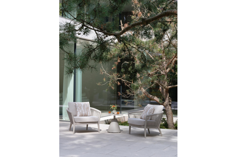 Lucca bijzettafel in beige aluminium - Dia. 50 x H 50 cm