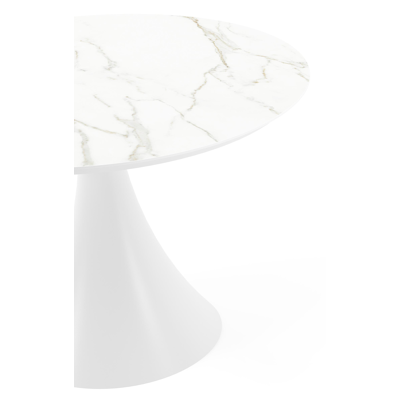 Fano tuintafel in wit aluminium en volkeramiek calacatta - Dia. 110 x H 75 cm