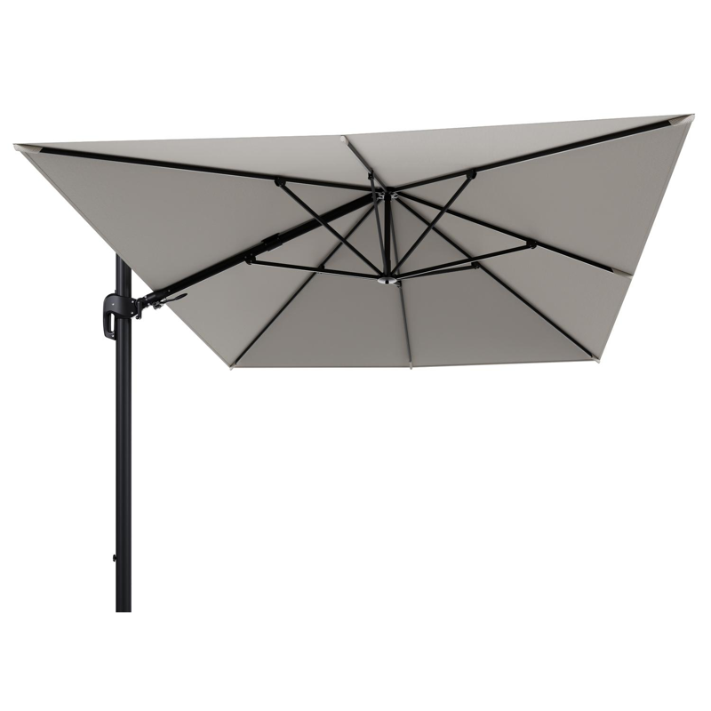 Rufina zweefparasol tiltfunctie in zwart aluminium en parasoldoek in All Weather Sunbrella® Luxe Lopi Marble  - L1 400 x L2 300 cm (zonder voet)