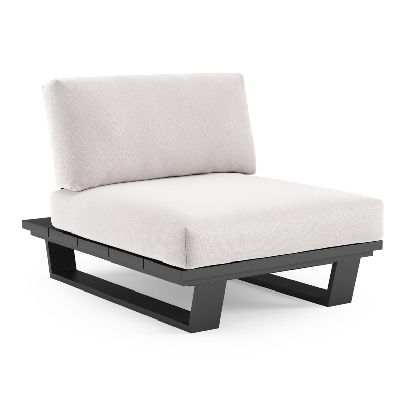 Pagino loungestoel in zwart aluminium met savane whisper all weather sunbrella® luxe kussen