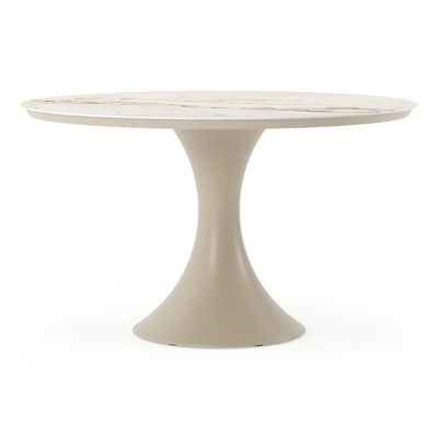 Fano tuintafel rond in beige aluminium en volkeramiek Colorado Dunes Dia. 130 cm