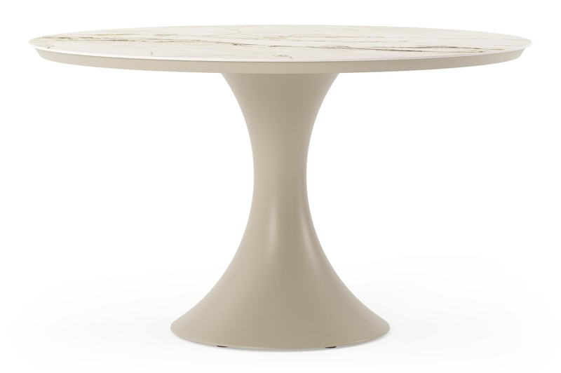 Fano tuintafel rond in beige aluminium en volkeramiek Colorado Dunes Dia. 130 cm