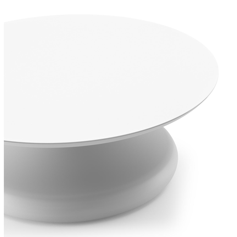 Bomero loungetafel rond in wit aluminium en volkeramiek Arctic White - Dia. 84 x H 32.2 cm
