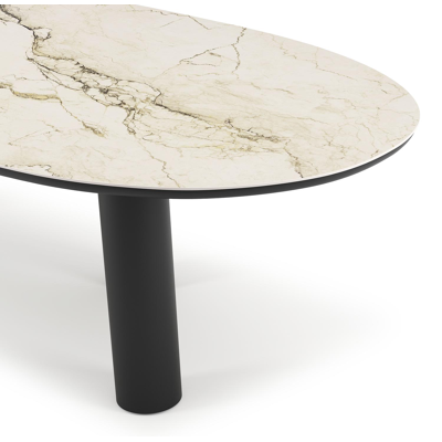 Organo tuintafel organisch in zwart aluminium en volkeramiek Colorado Dunes L 280 x B 120 x H 74 cm x H 74 cm