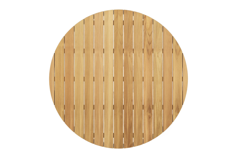 Donato tuintafel in wit aluminium en teak - Dia. 148 x H 77 cm