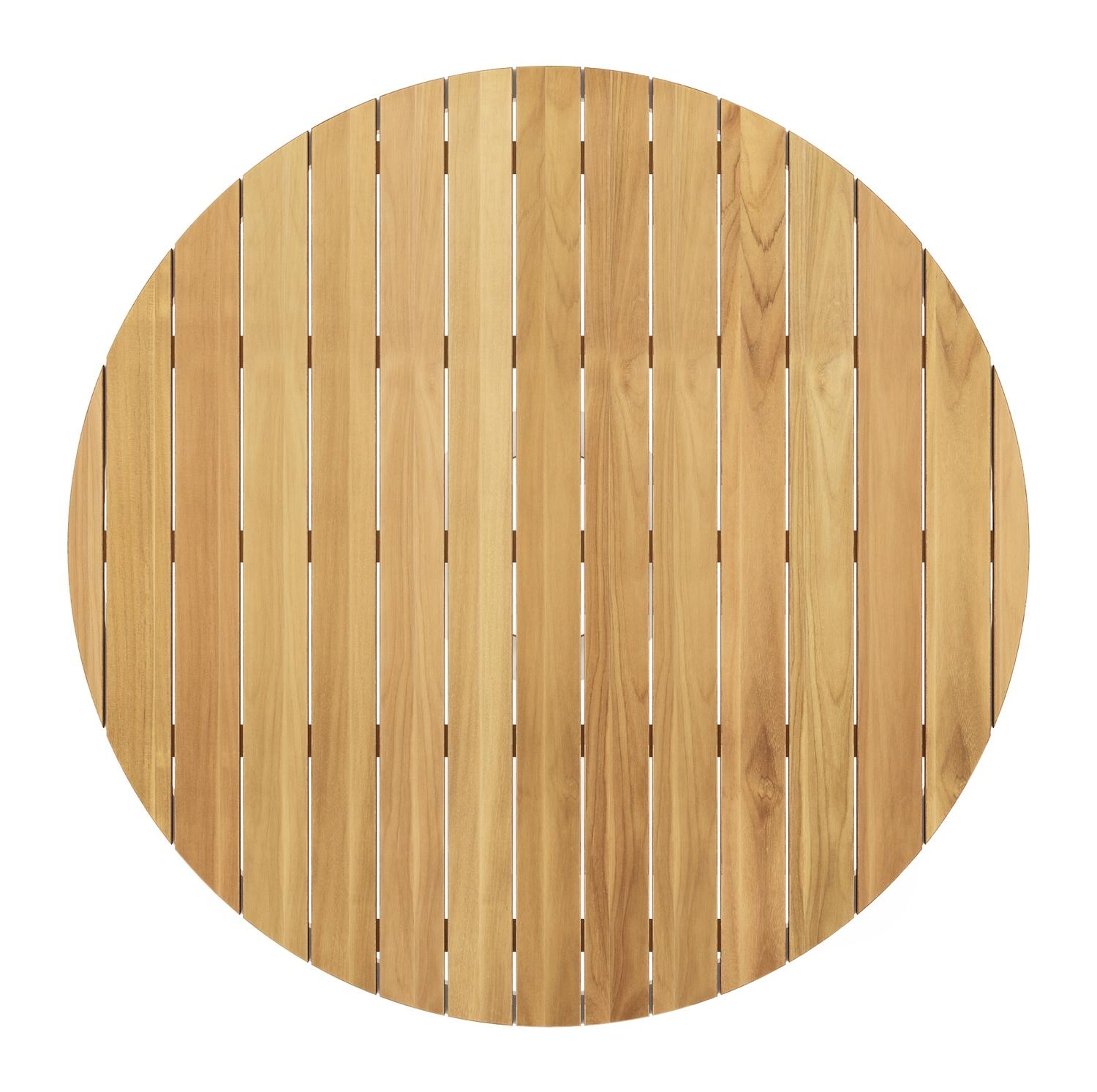 Table de jardin Donato ronde en aluminium blanc et teck - Diam. 148 x Haut. 75 cm