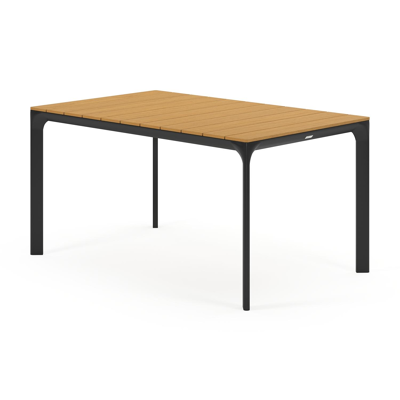 Fina tuintafel in zwart aluminium en polywood - L 145 x B 90 x H 74 cm