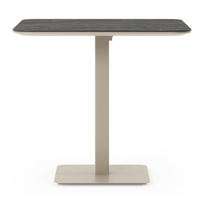 Fano kantelbare tuintafel afgerond vierkant in beige aluminium en volkeramiek Black Obsession - L 80 x B 80 x H 72.5 cm