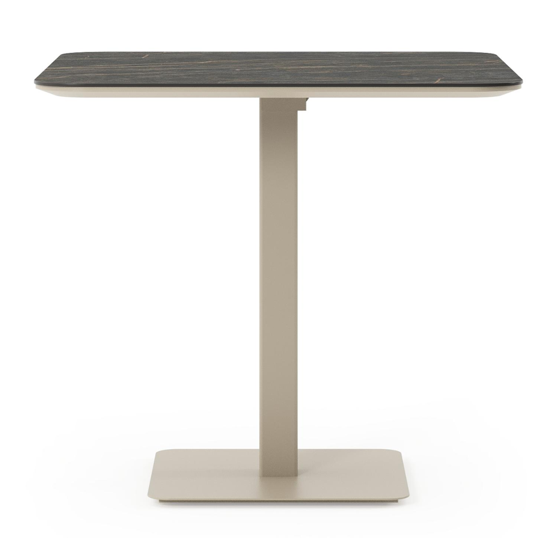 Fano kantelbare tuintafel afgerond vierkant in beige aluminium en volkeramiek Black Obsession - L 80 x B 80 x H 72.5 cm