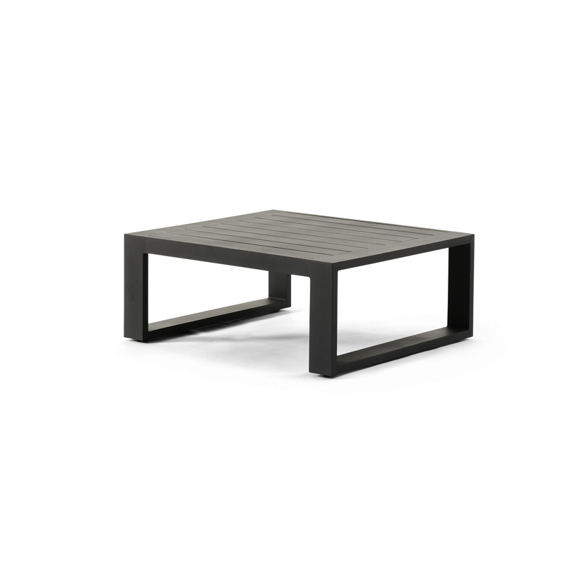 Table basse/pouf Livo en aluminium noir - Lg 84 x larg. 70 x H 32 cm