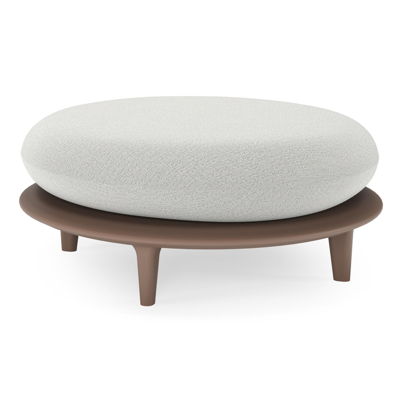 Bomero poef in taupe aluminium met savane nimbus all weather sunbrella® luxe kussen