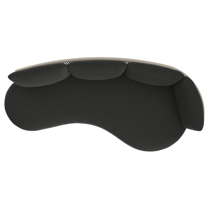 Lomano loungebank in zwart aluminium en beige verticaal geweven luxe vlakke rope met chartres sooty all weather sunbrella® luxe kussen