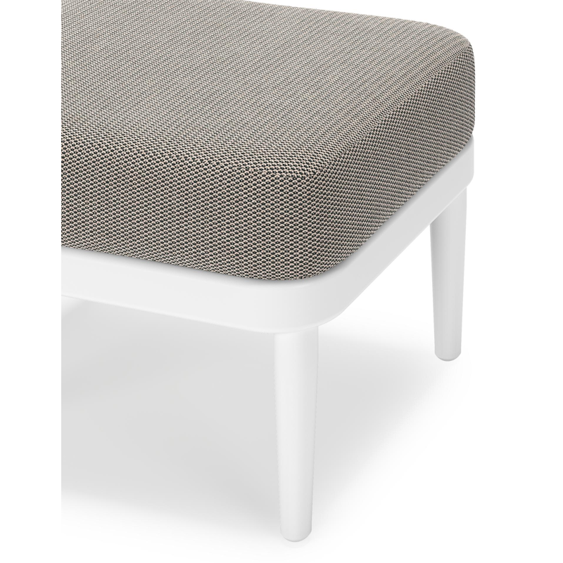 Pouf Orso en aluminium blanc et coussins en all weather sunbrella® luxe Lopi Pepper