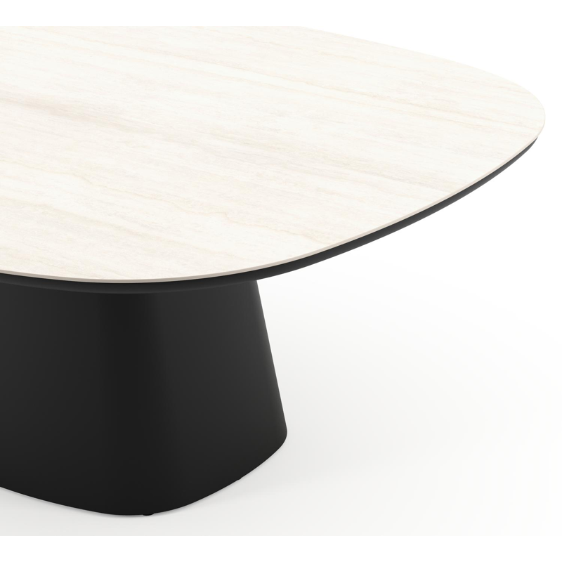 Amico tuintafel bombo xl in zwart aluminium en volkeramiek Travertino Bianco - L 210 x B 148 x H 73.5 cm