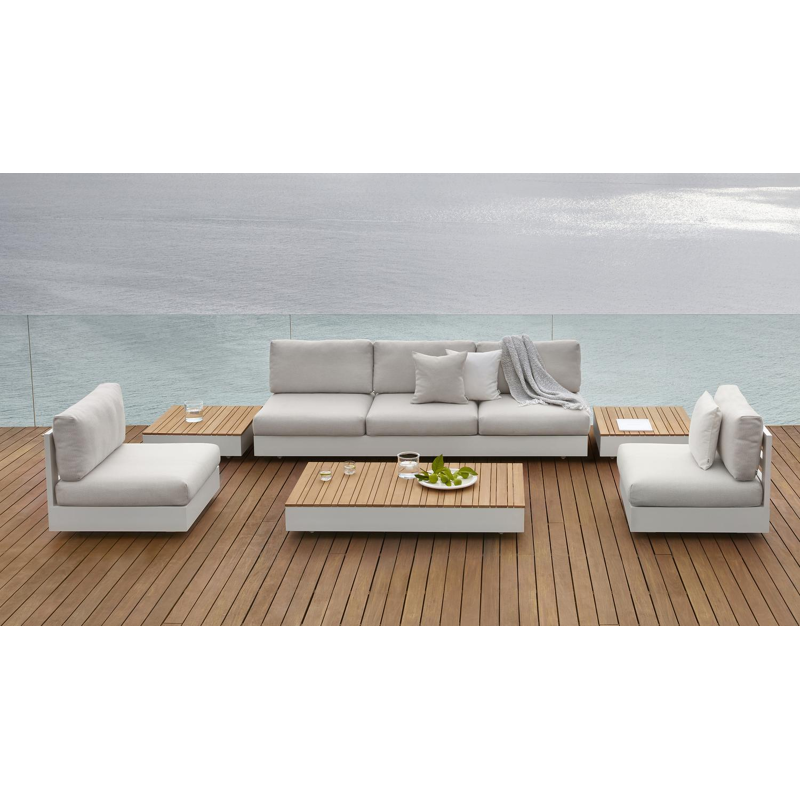 Como loungebank in wit aluminium met savane whisper all weather sunbrella® luxe kussens