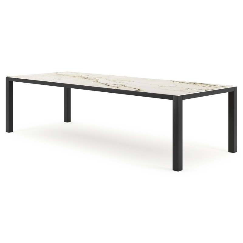 Como tuintafel rechthoekig in zwart aluminium en volkeramiek colorado dunes - L 280 x B 110 x H 75 cm