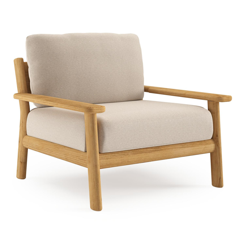 Amaro loungestoel in teak met heritage ash all weather sunbrella® luxe kussen