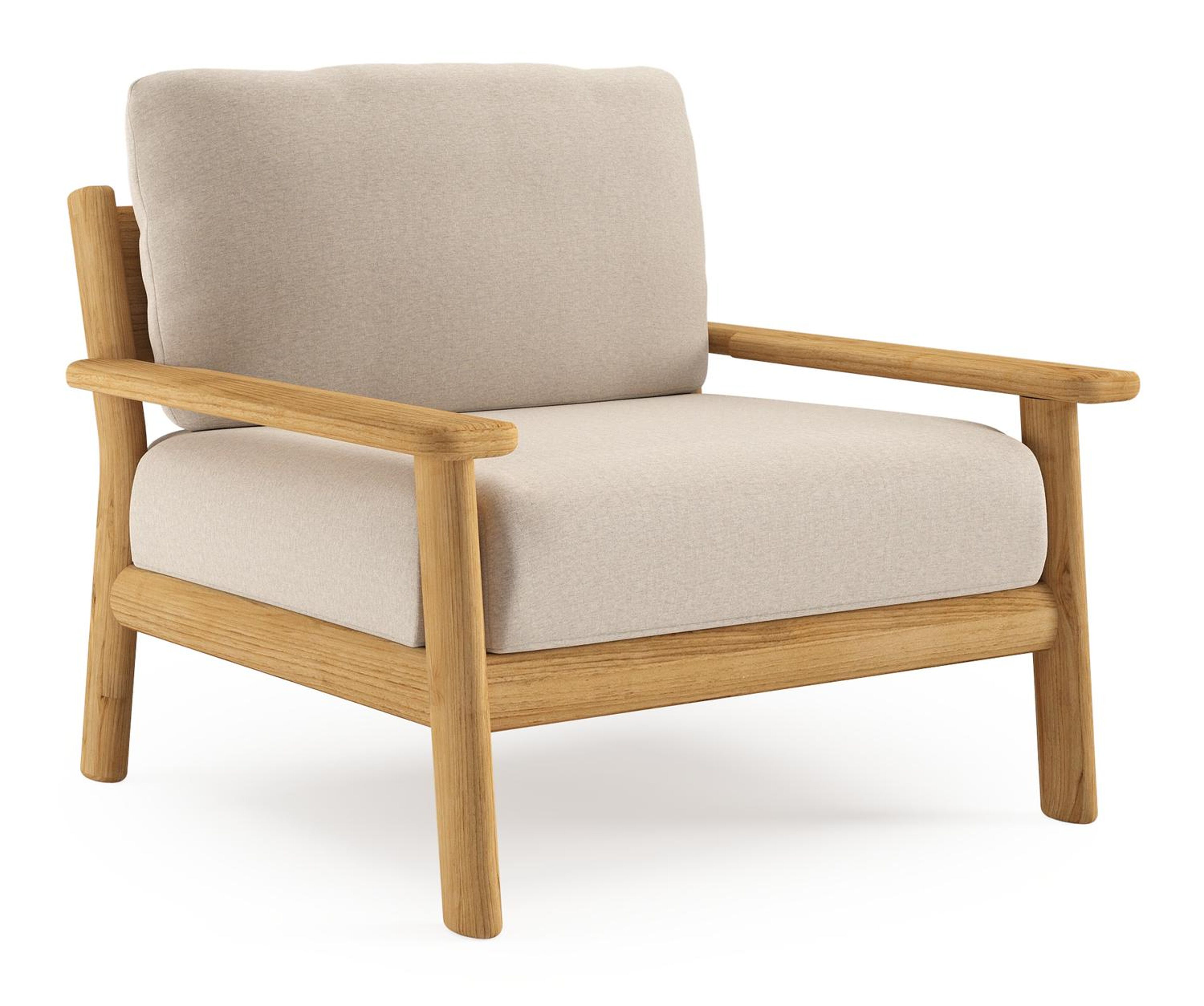 Amaro loungestoel in teak met heritage ash all weather sunbrella® luxe kussen