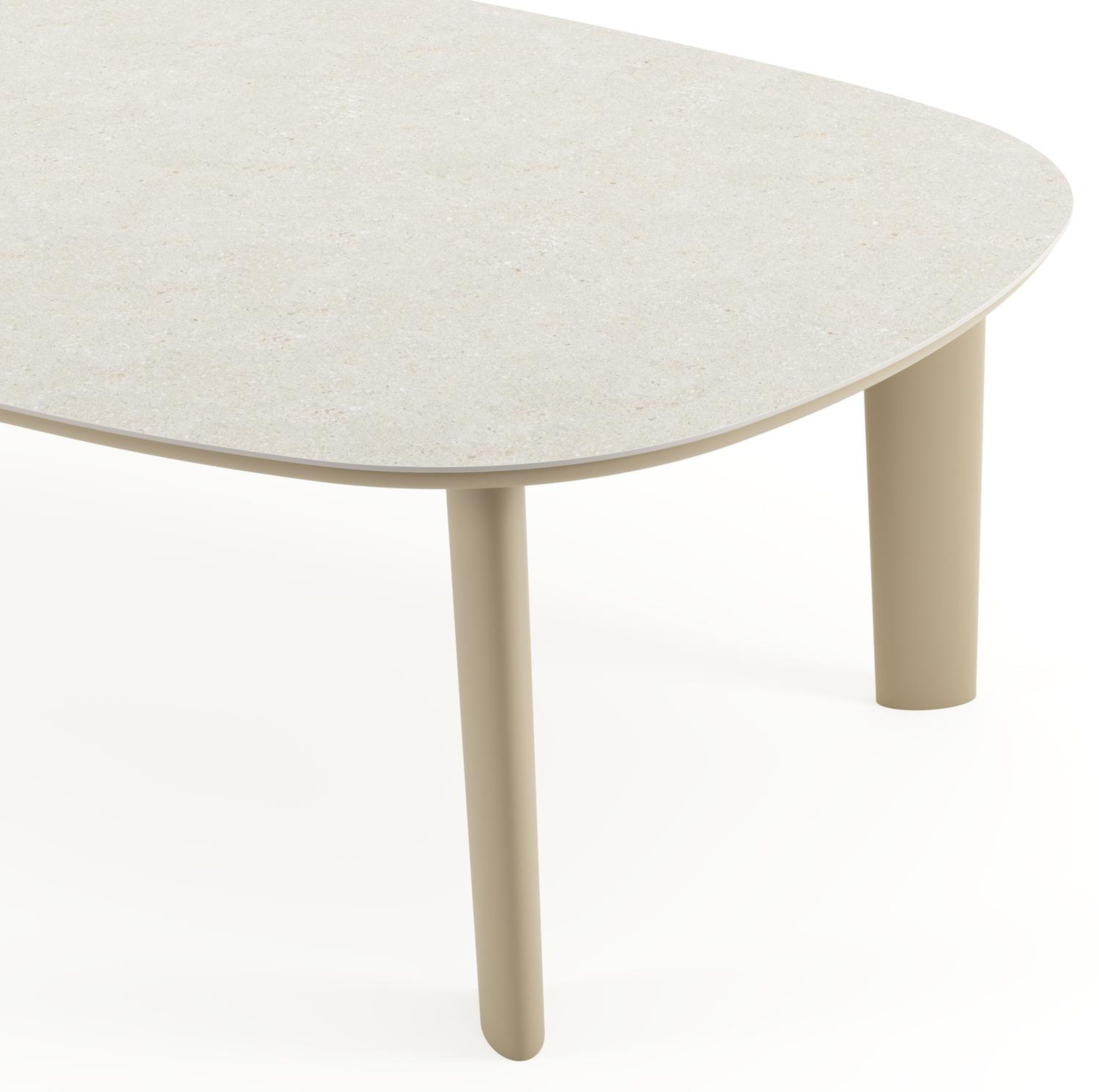 Table de jardin Amico bombo xl en aluminium beige et céramique pleine Shilin - Lg. 270 x Lrg. 148 x Haut. 73.5 cm