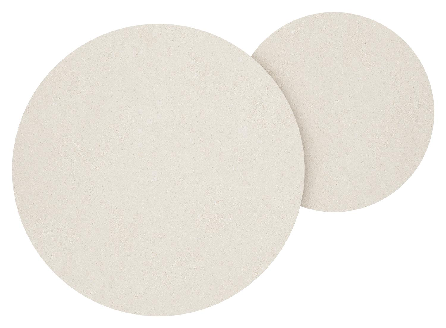 Ensemble de 2 tables basses Enna ronde en aluminium beige et céramique pleine beige - Table 1 Diam. 70 x Haut. 30 cl Table 2 Diam. 100 x Haut. 37 cm