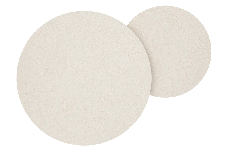 Enna set van 2 loungetafels rond in beige aluminium en volkeramiek beige - Dia. 100/70 x H 37/30 cm