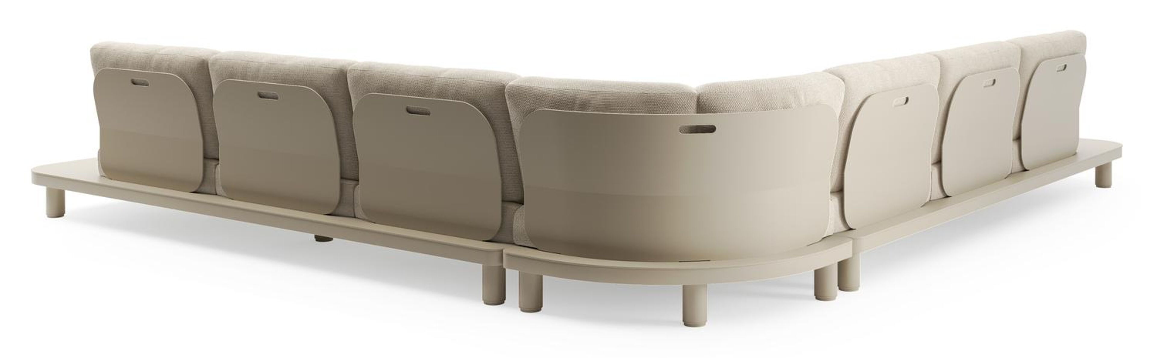 Donato loungehoek in beige aluminium met althea chalk all weather cosytica kussen